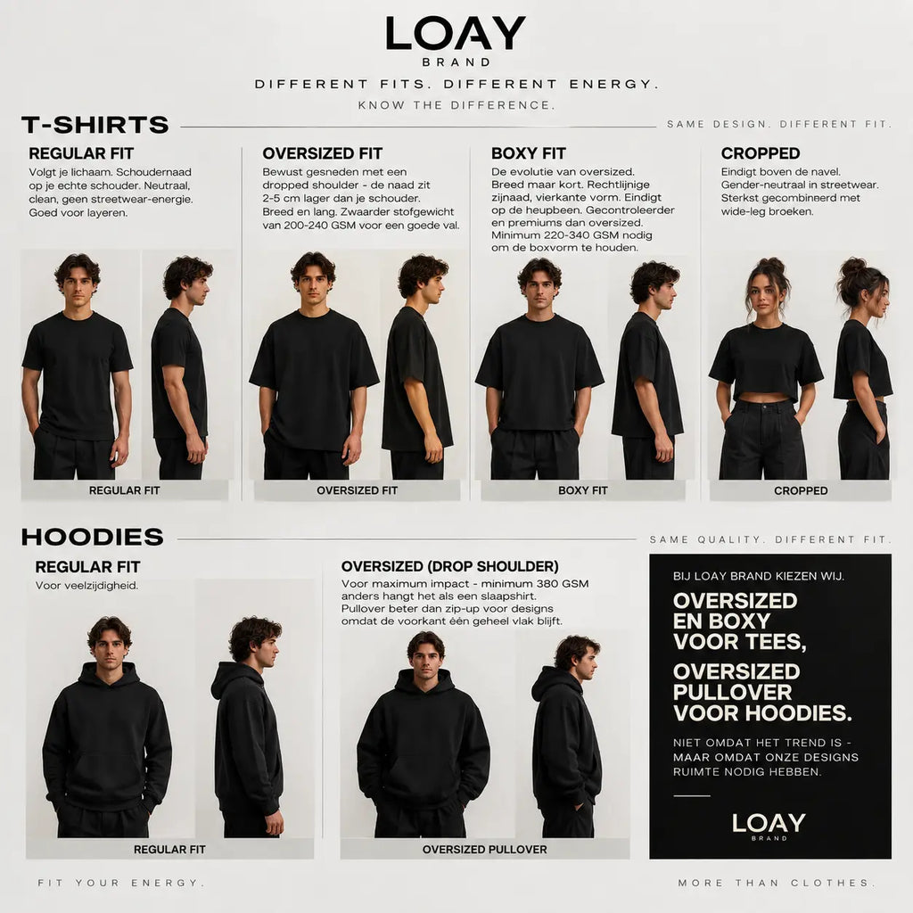 oversized tee en boxy tee het verschil