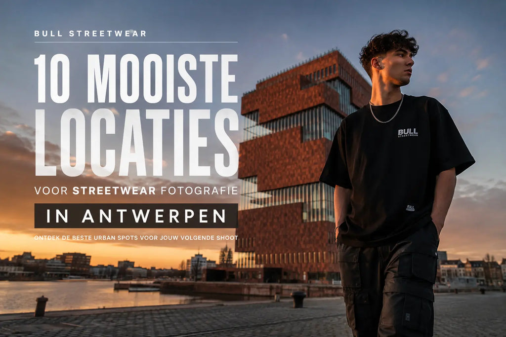 Streetwear model bij het MAS in Antwerpen tijdens een urban fotoshoot met Bull Streetwear kleding.