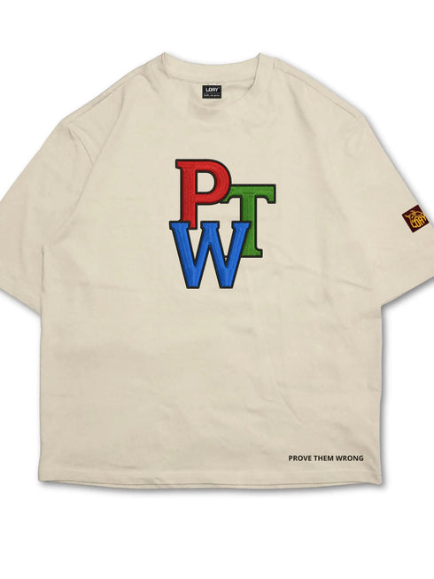 PWT prove them wrong - geborduurd oversized Boxy T-Shirt | Premium Heavyweight 240 GSM Loay Brand