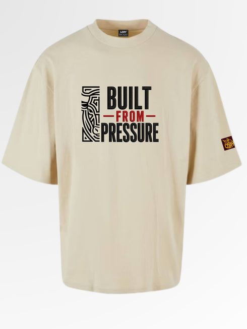Built From Pressure Oversized T-Shirt geborduurd tekst | 240 GSM Premium Katoen Loay Brand