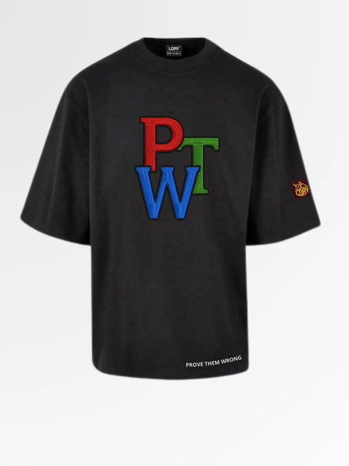PWT prove them wrong - geborduurd oversized Boxy T-Shirt | Premium Heavyweight 240 GSM Loay Brand