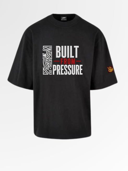 LOAY Built From Pressure Oversized T-Shirt geborduurd tekst | 240 GSM Premium Katoen Loay Brand
