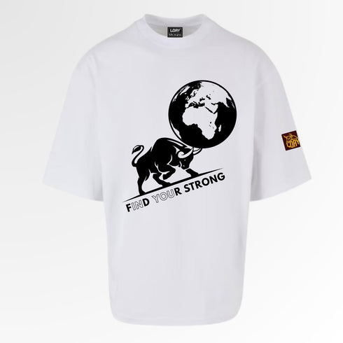 Find Your Strong Bull Globe Oversized Boxy T-Shirt | Premium Heavyweight Streetwear 240 GSM - Heren Loay Brand