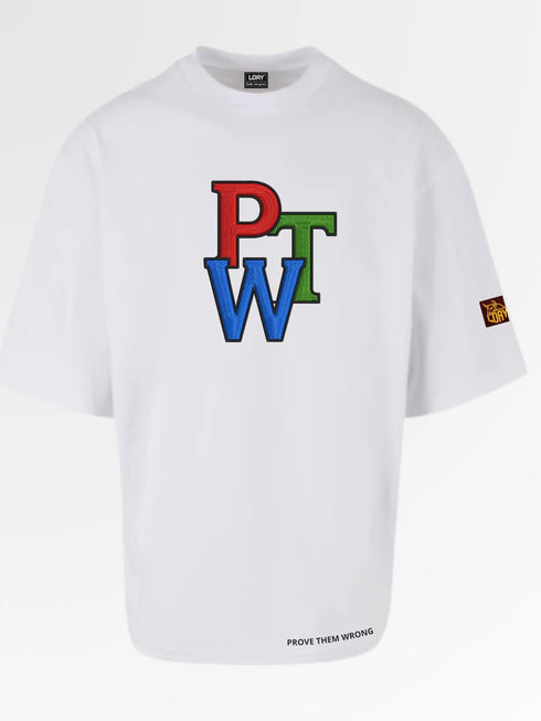 PWT prove them wrong - geborduurd oversized Boxy T-Shirt | Premium Heavyweight 240 GSM Loay Brand