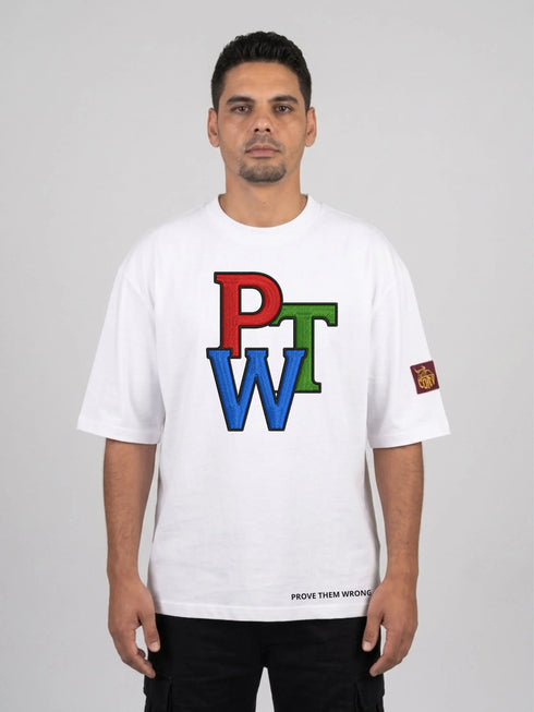 PWT prove them wrong - geborduurd oversized Boxy T-Shirt | Premium Heavyweight 240 GSM Loay Brand