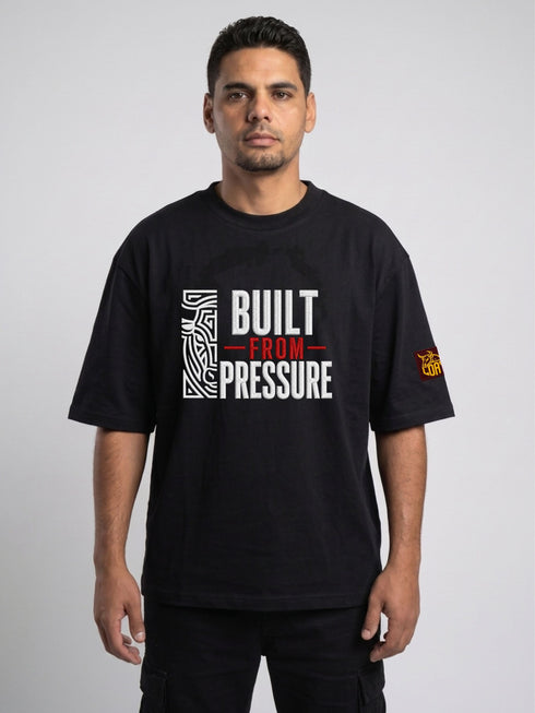LOAY Built From Pressure Oversized T-Shirt geborduurd tekst | 240 GSM Premium Katoen Loay Brand