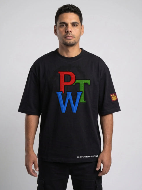 PWT prove them wrong - geborduurd oversized Boxy T-Shirt | Premium Heavyweight 240 GSM Loay Brand