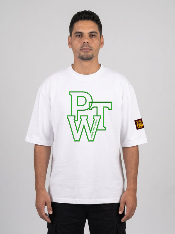 PTW neon groen - geborduurd - Oversized Boxy T-Shirt | Prove Them Wrong Tee