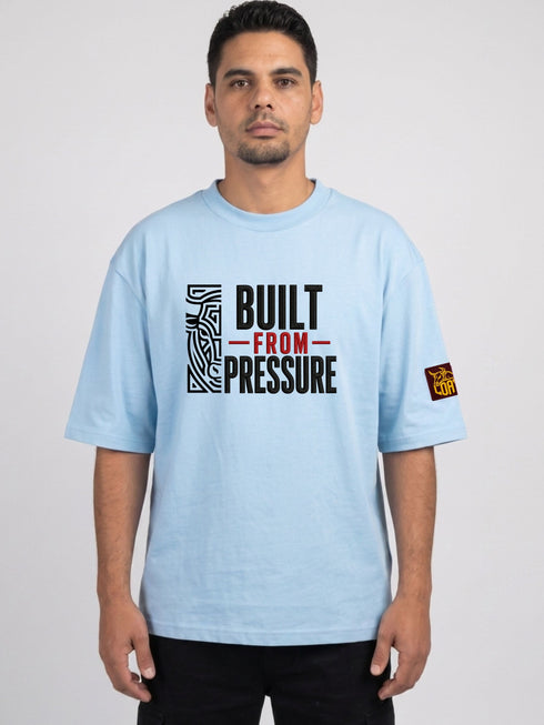 Built From Pressure Oversized T-Shirt geborduurd tekst | 240 GSM Premium Katoen Loay Brand
