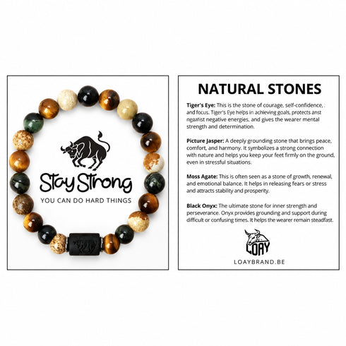 STAY STRONG Natuurstenen Armband – Unisex Kralenarmband Loay Brand