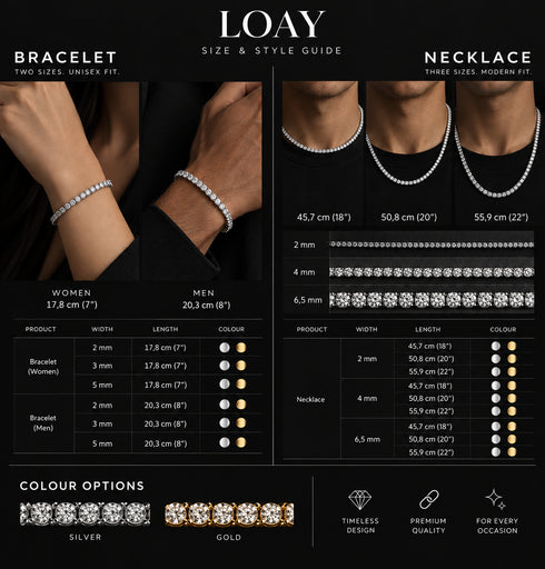 Zilverkleurige moissanite tennis ketting en armband met ronde steentjes