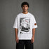 Wit oversized boxy T-shirt met grote stripachtige print op de voorkant