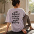 Lila oversized T-shirt met rugtekstprint 'well behaved women…make history'
