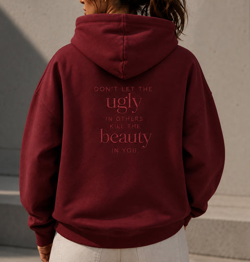 Don’t Let The Ugly geborduurde oversized hoodie