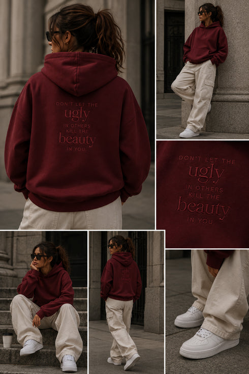 Don’t Let The Ugly geborduurde oversized hoodie