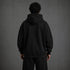 Zwarte oversized hoodie met capuchon en lange mouwen, achteraanzicht