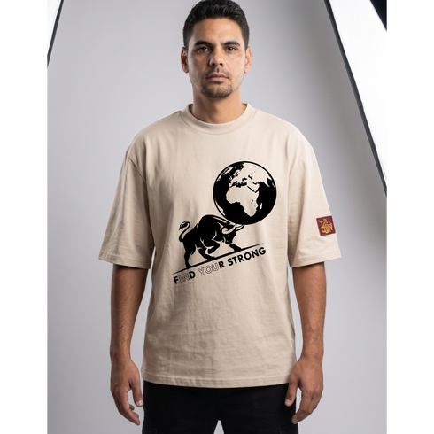 Find Your Strong Bull Globe Oversized Boxy T-Shirt | Premium Heavyweight Streetwear 240 GSM - Heren Loay Brand