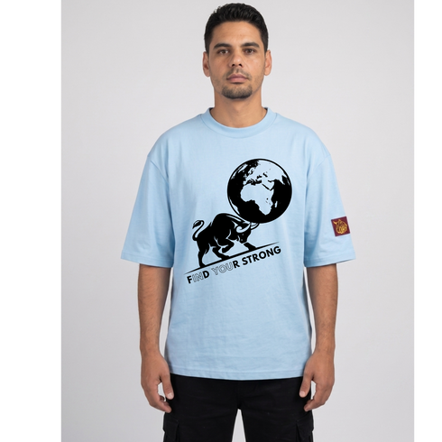 Find Your Strong Bull Globe Oversized Boxy T-Shirt | Premium Heavyweight Streetwear 240 GSM - Heren Loay Brand