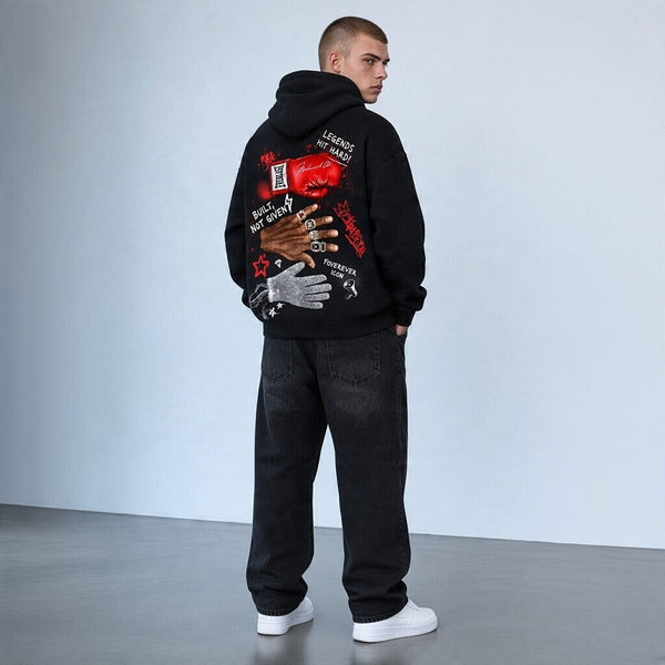 Zwarte oversized heavy weight hoodie met grote rugprint en capuchon