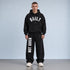 Zwart heren tracksuit met capuchon en bijpassende joggerbroek, groot BUILT-logo op borst