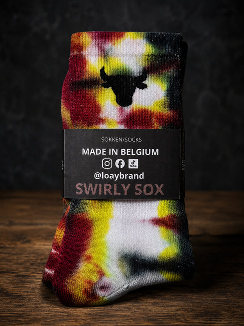 Swirly Sox tie dye | Loay brand | black-burgundy-lime Loay Brand