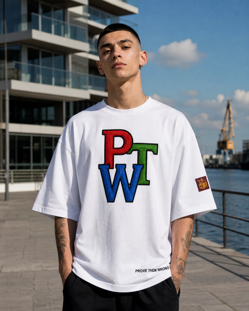 PWT prove them wrong - geborduurd oversized Boxy T-Shirt | Premium Heavyweight 240 GSM Loay Brand