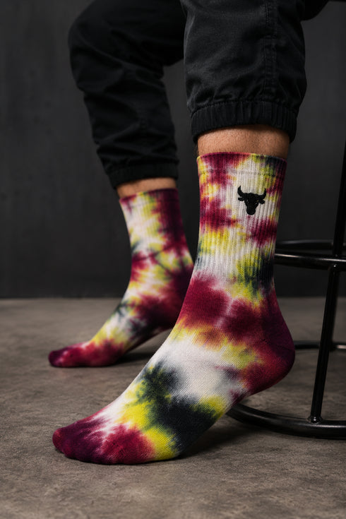 Swirly Sox tie dye | Loay brand | black-burgundy-lime Loay Brand