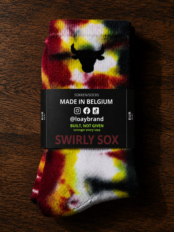 Swirly Sox tie dye | Loay brand | black-burgundy-lime Loay Brand